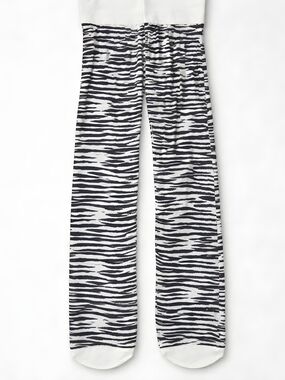 Zebra Stripe Support Tights - Animal Print Panty Hose Black/White